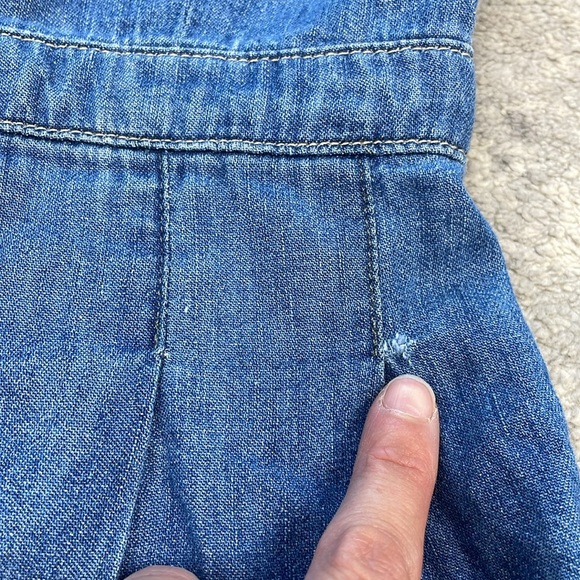 New L’Agence Denim Pleated Esmeralda Dress Button Front Blue Jean Stokes Sz 6 - Picture 14 of 16